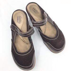 Rialto Comfort Brown Leather Slip On Mule Clog